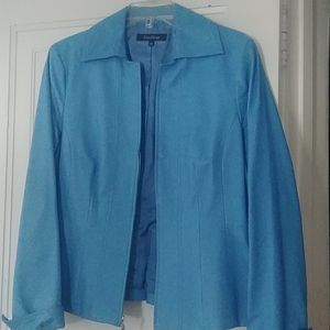 Evan Picone 100% blue leather lined jacket